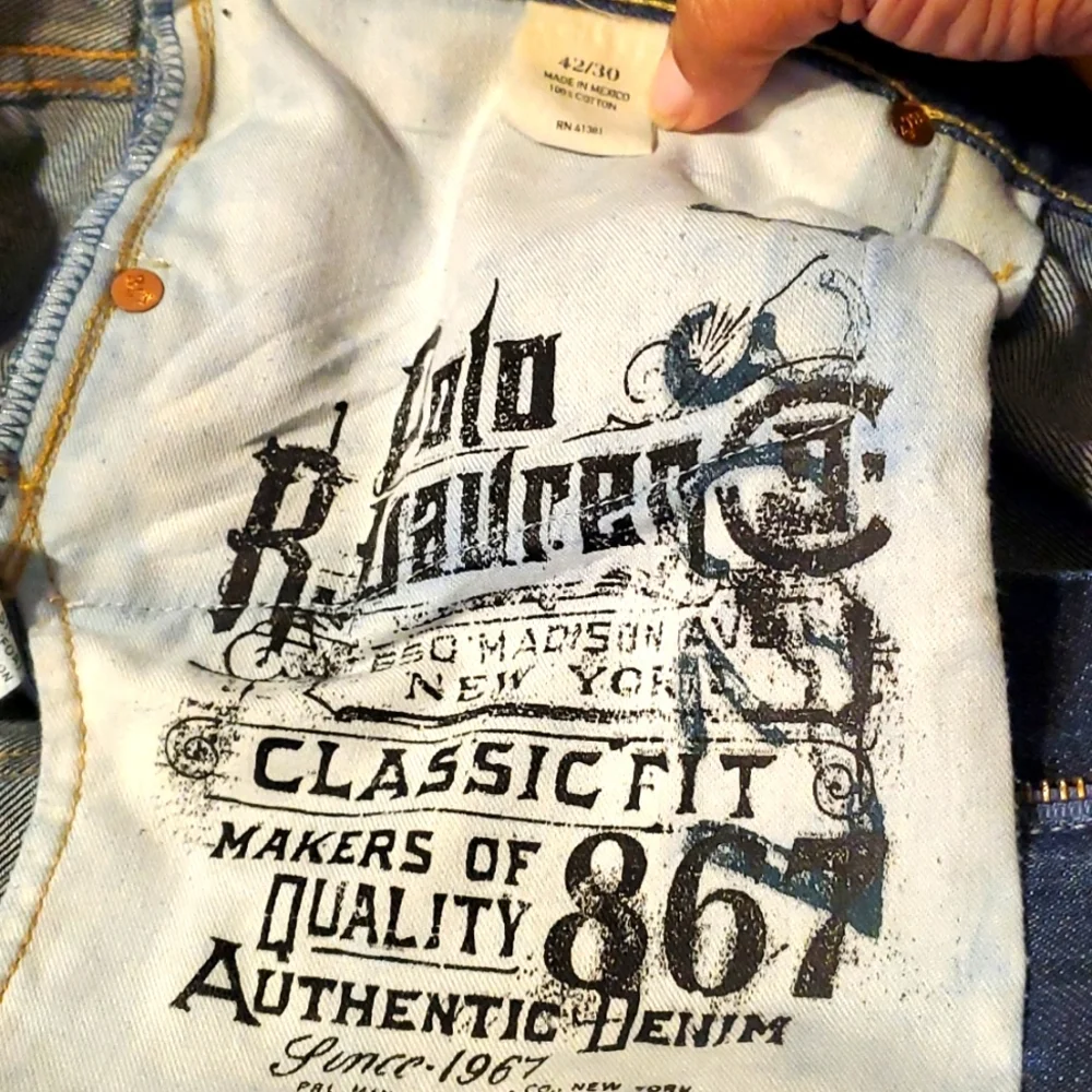 Polo Ralph Lauren‎ Classic Fit 867 Denim Stratford Blue Distressed Jeans 42/30